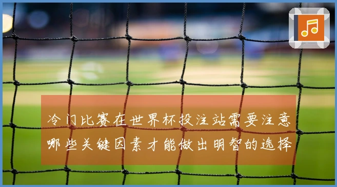 冷门比赛在世界杯投注站需要注意哪些关键因素才能做出明智的选择